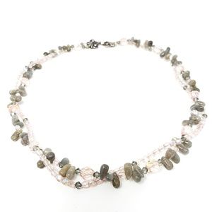 Signed Stephan Dweck Two Stand Quartz AB Necklace